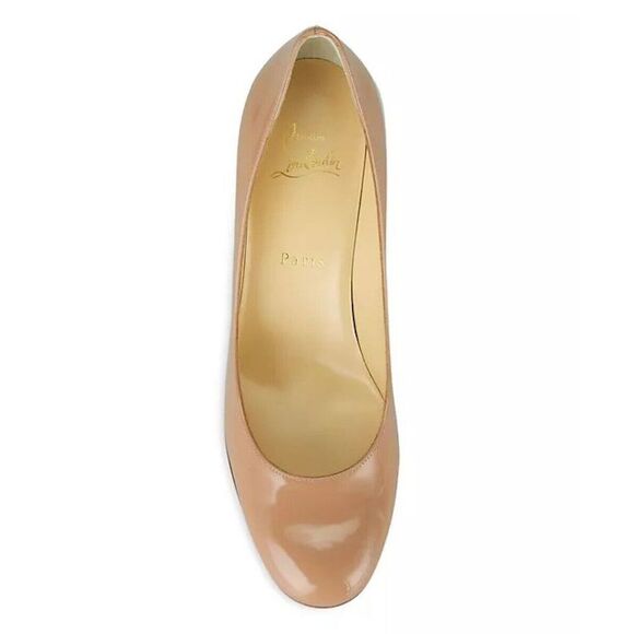 CHRISTIAN LOUBOUTIN Miss Sab 85 Patent Leather Block Heel Pumps Blush 39.5 - Picture 5 of 11